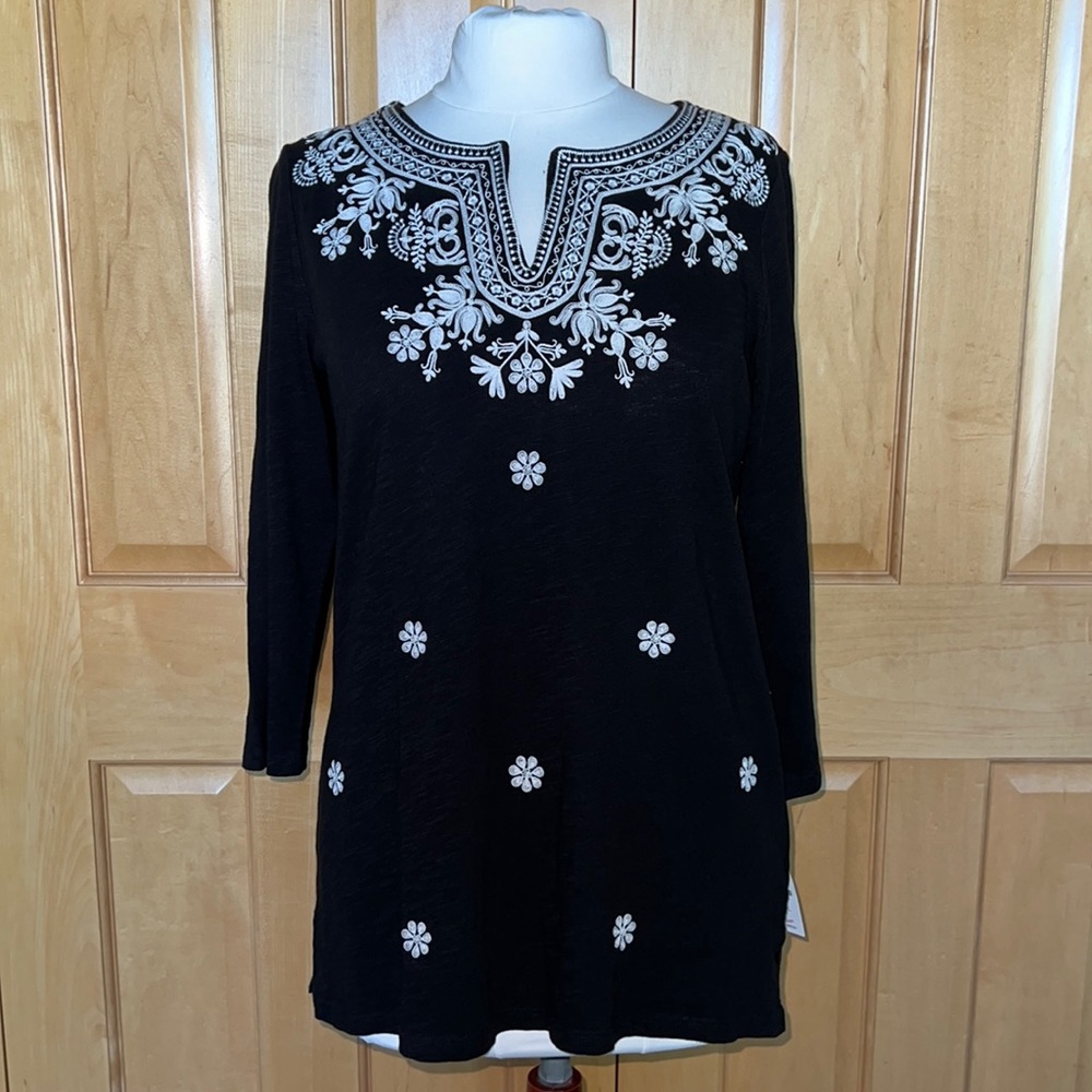 NWT! Talbots Petite Black Tunic LP